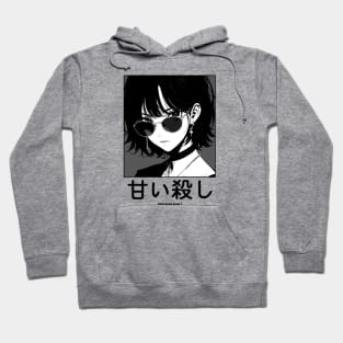 Stylish Japanese Girl Anime Black and White Manga Aesthetic Streetwear Hoodie